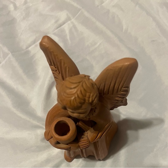 Vintage Clay Angel Figurine Candle Holder 6.5 “ Tall - Picture 4 of 6